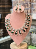 Ruby red statement pendant necklace with pearl accents and matching earrings
